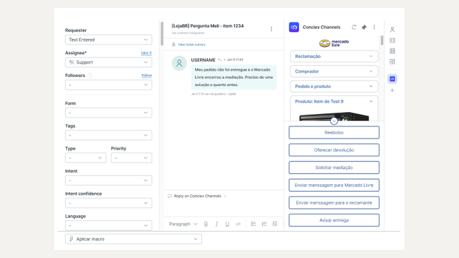 Responder no ticket versus ações no ticket: reembolso, troca, devolução e follow-up sem sair do Zendesk