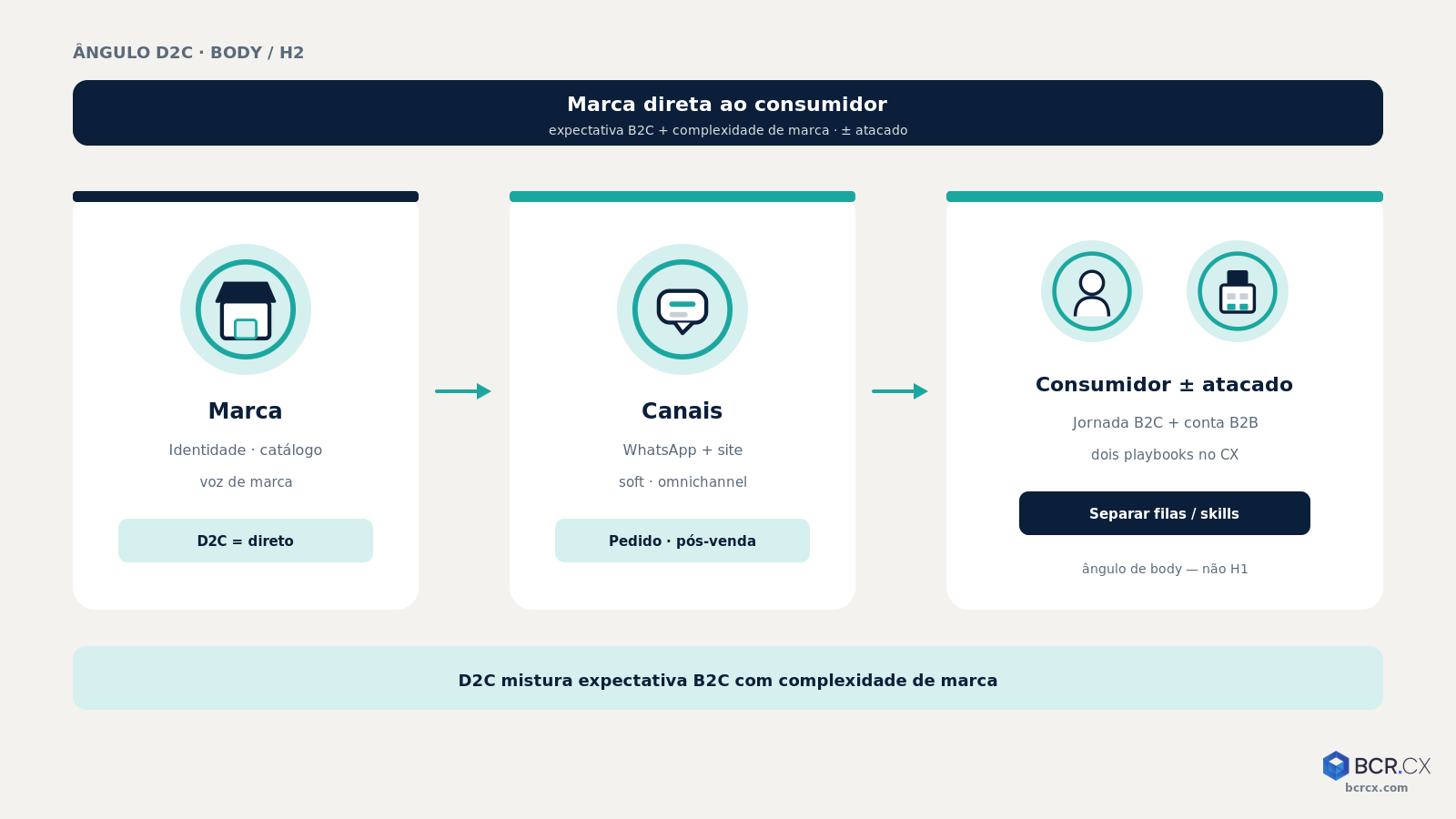 Ângulo D2C: marca → consumidor (± atacado) no mesmo ecommerce