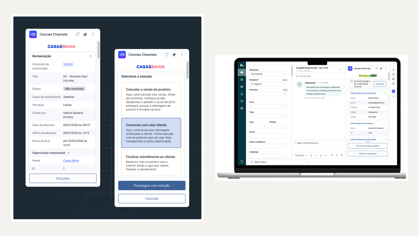 Prazo de resposta do Reclame Aqui visível no ticket Zendesk